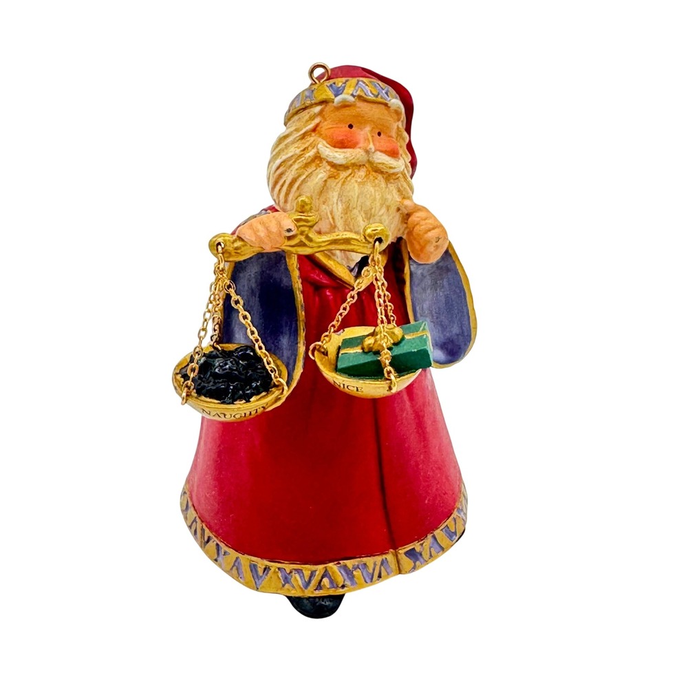 Hallmark Keepsake Santa Ornament 2003 Naughty or Nice Scales‎ Coal Gift Red Robe